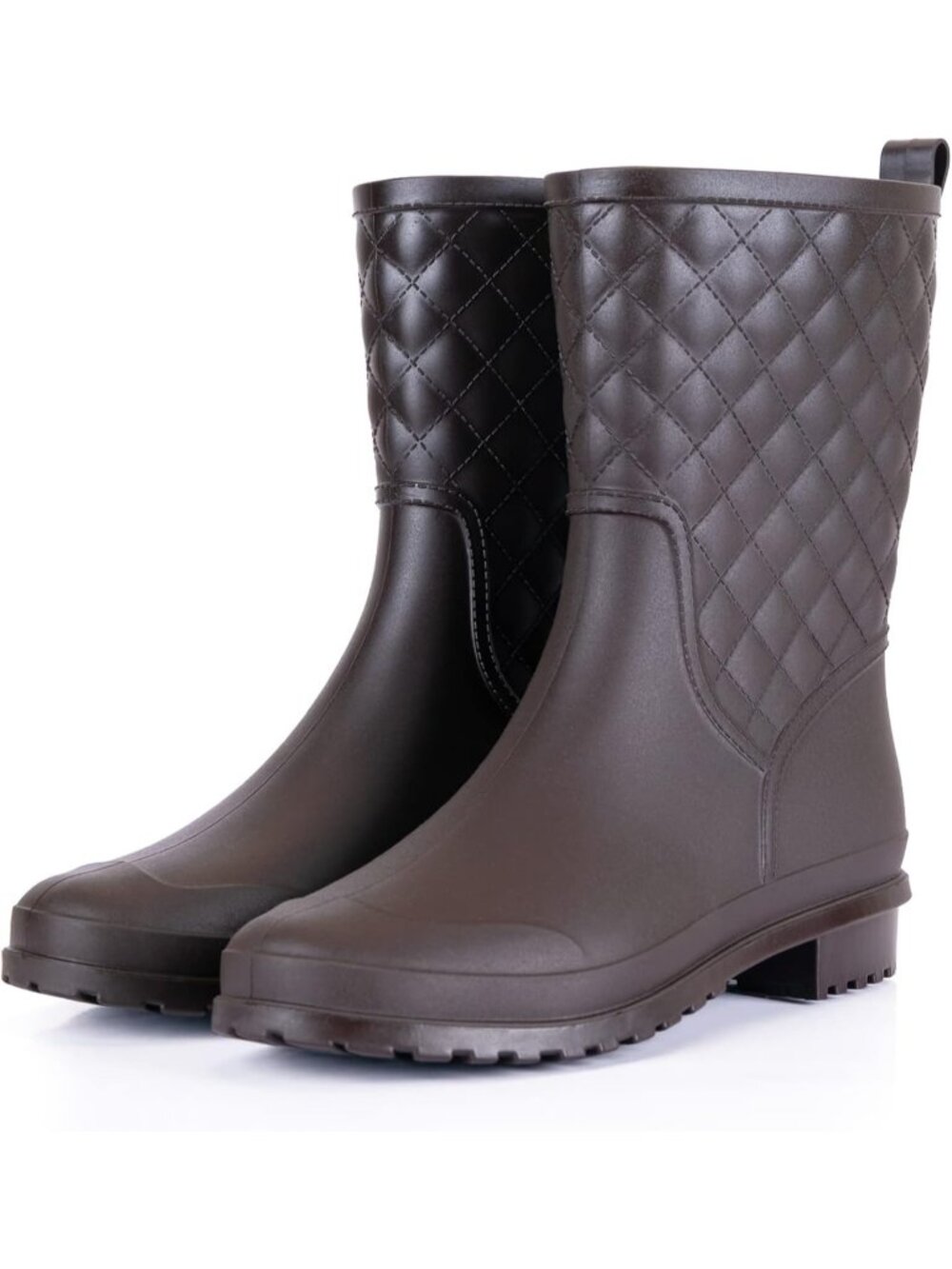 Women's Brown Fashion Comfortable Waterproof Mid Calf Lightweight Cute Rain Boot